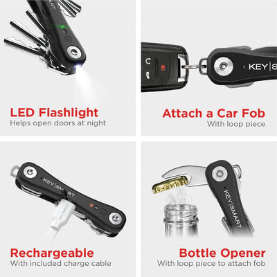 KeySmart iPro Keyring Tracker & Key Holder Organiser Multitool Black