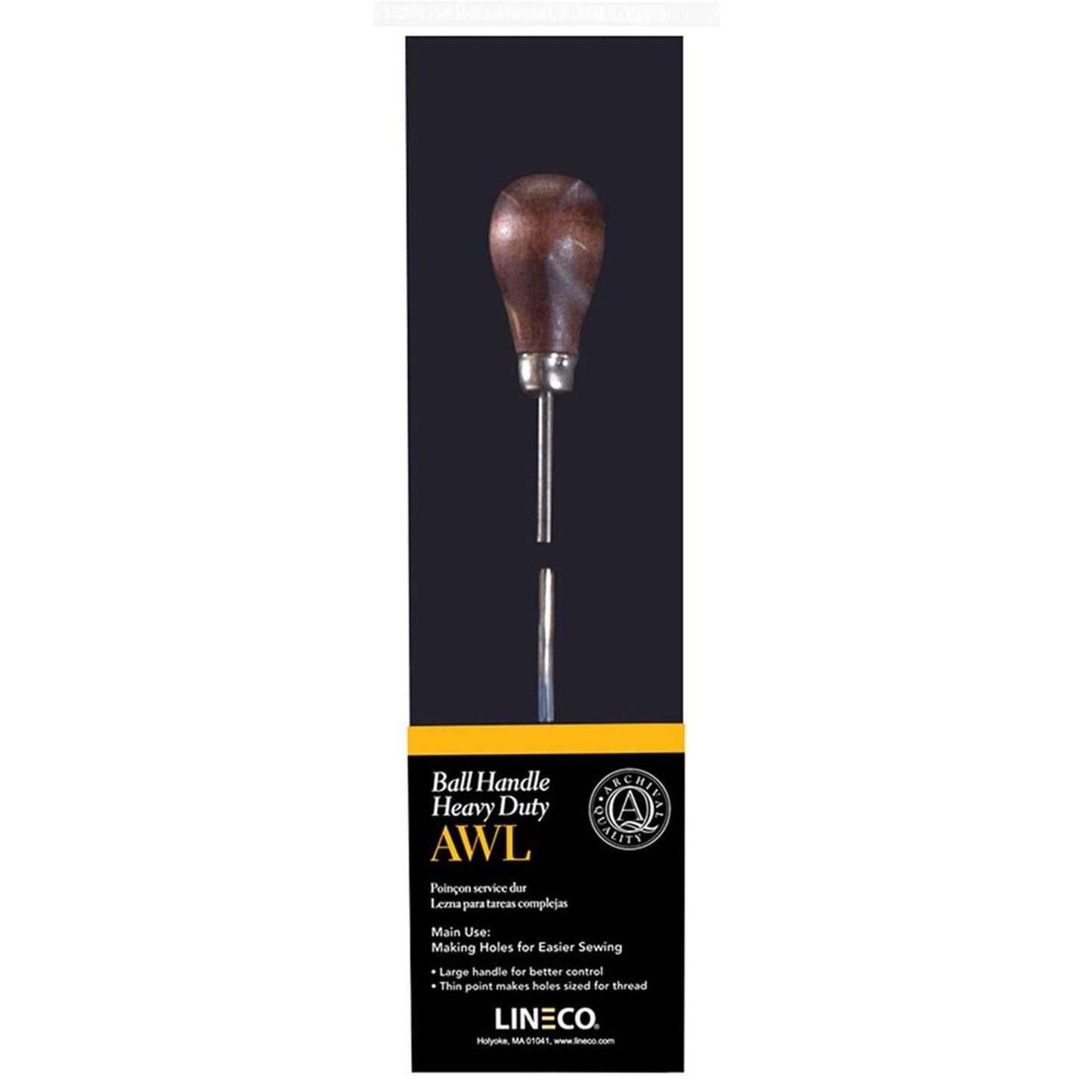 Lineco Awl Heavy Duty for Sewing and Bookbinding Ball Handle 