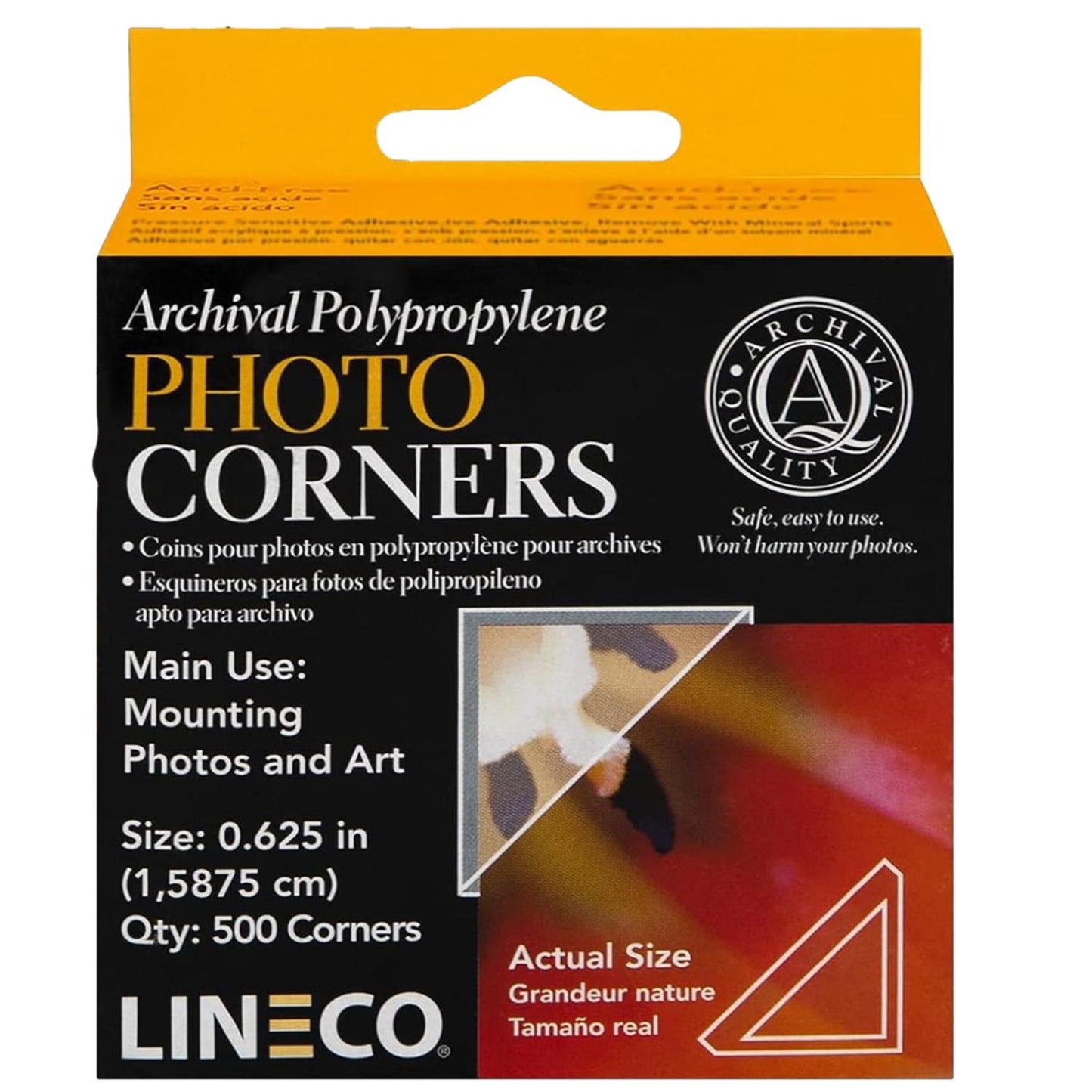 Lineco Clear Photo/Picture Mounting Corners 1.6cm (5/8'') 500 Pack