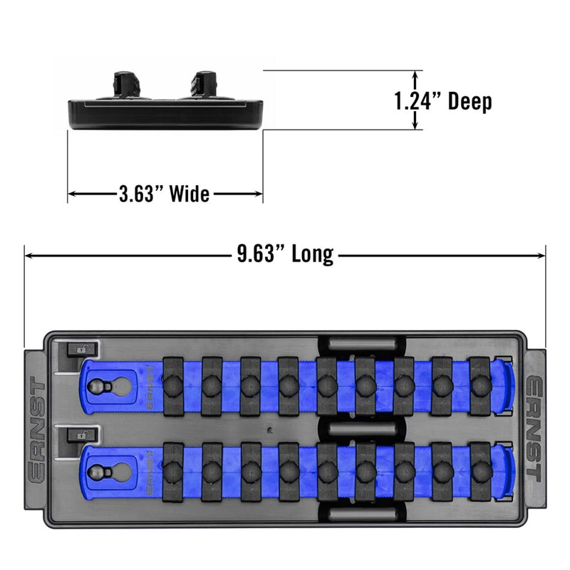 Ernst 8556 3/8" Socket Boss Storage Organiser 2-Rail Twist Lock 8" Blue