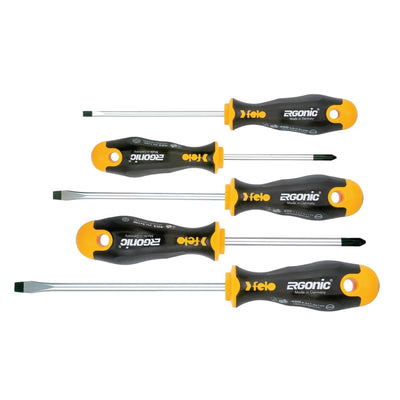 Felo Screwdriver Ergonic Slotted/Phillips 5 Piece Set 
