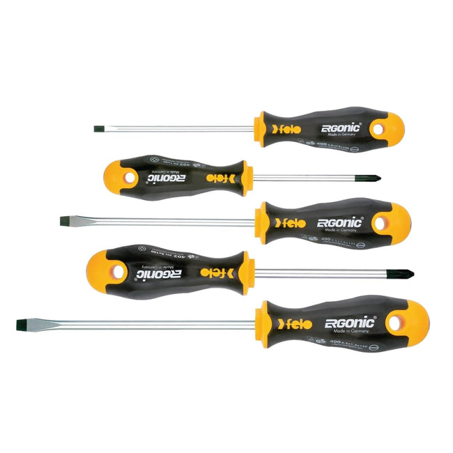 Felo Screwdriver Ergonic Slotted/Phillips 5 Piece Set 