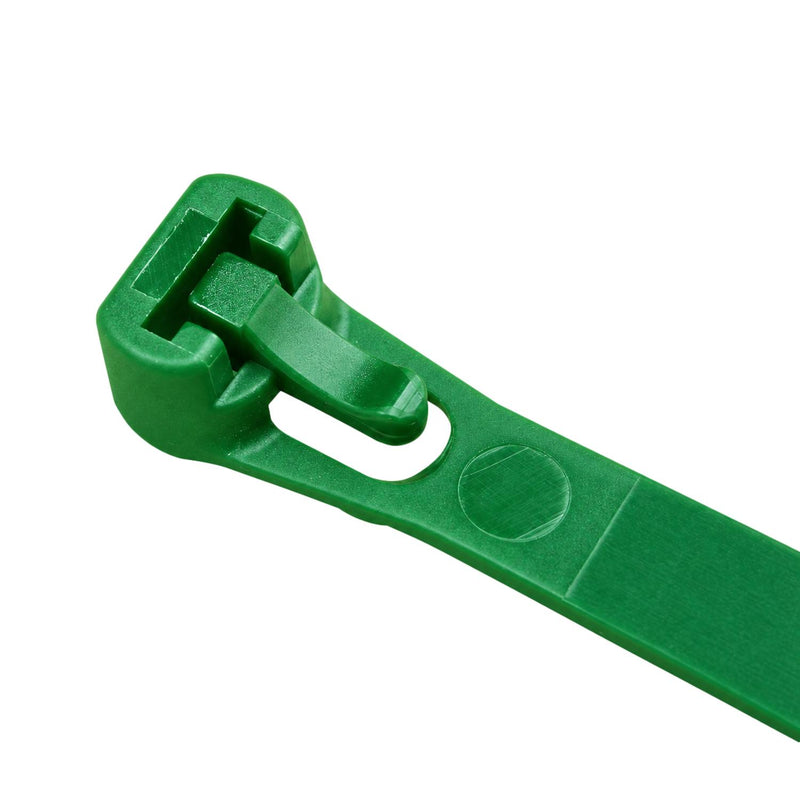 Green Releasable Cable Ties 250mm x 7.6mm, Pack of 100 – Strong Zip Ties