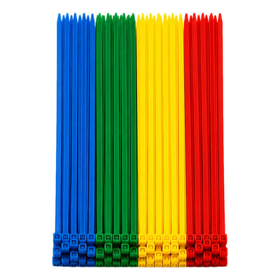 Cable Ties Multi Colour 200mm x 2.5 Strong Zip Ties (200 Pack)