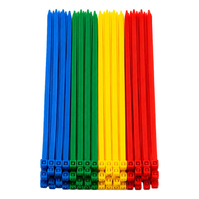 Cable Ties Multi Colour 300mm x 4.8 Strong Zip Ties (200 Pack)