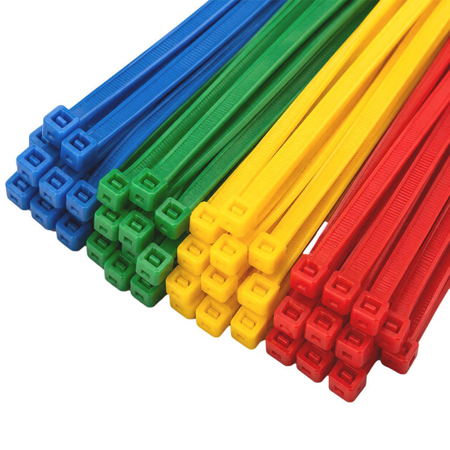 Cable Ties Multi Colour 200mm x 4.8 Strong Zip Ties (200 Pack)