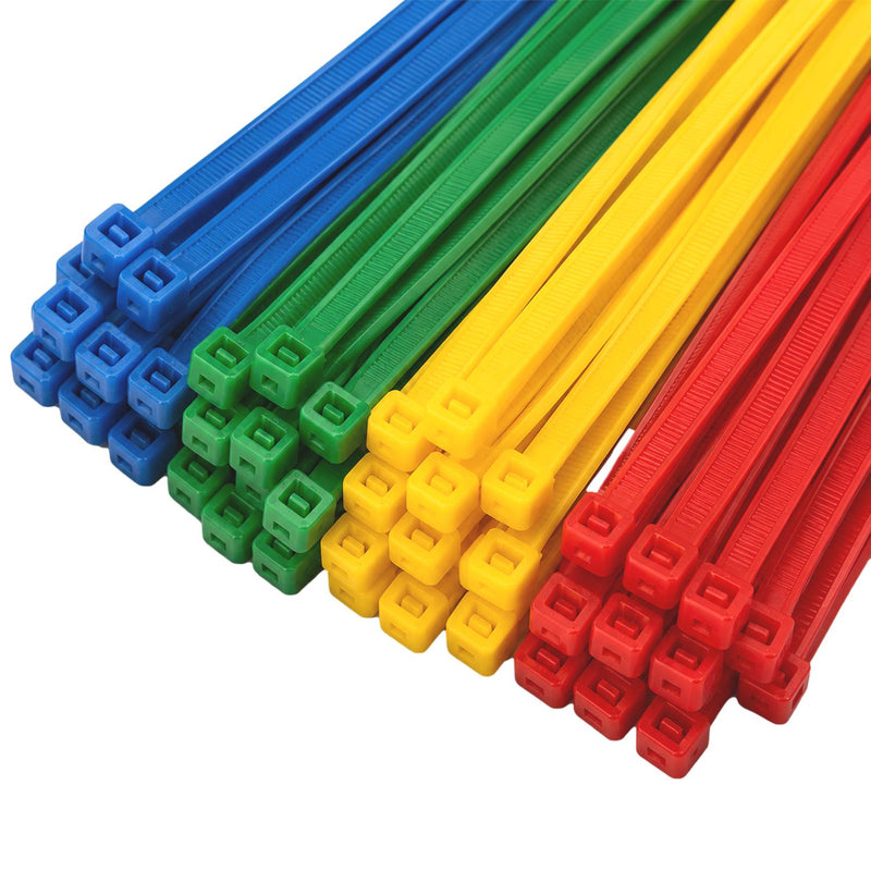 Cable Ties Multi Colour 200mm x 4.8 Strong Zip Ties (200 Pack)