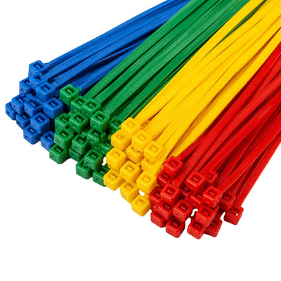 Cable Ties Multi Colour 300mm x 3.6 Strong Zip Ties (200 Pack)
