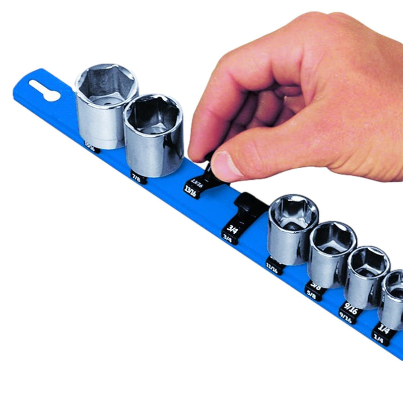 Ernst 8417M 13" Magnetic Socket Organizer with 15 1/4" Twist Lock Clips, Blue