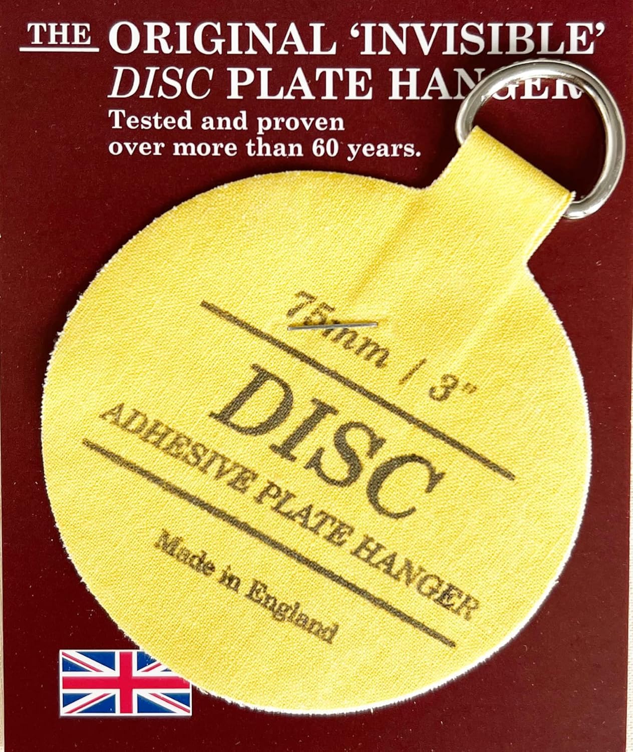 Disc Plate Hangar for Walls - Invisible Self Adhesive Plate Holder 5 Pack (3"/75mm)