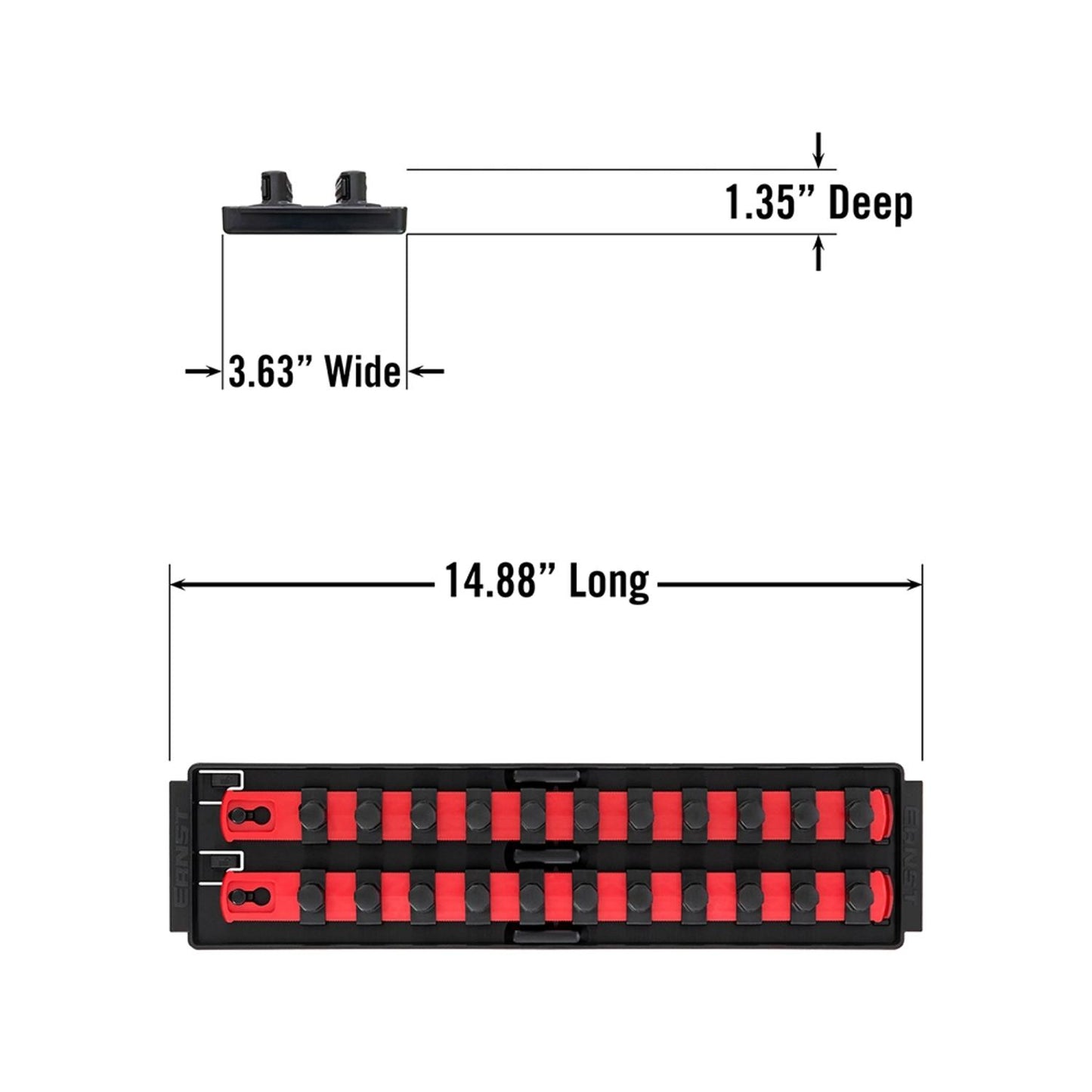 Ernst 8494 1/2" Socket Boss Storage Organiser Rail 2-Rail Twist Lock 13" Red