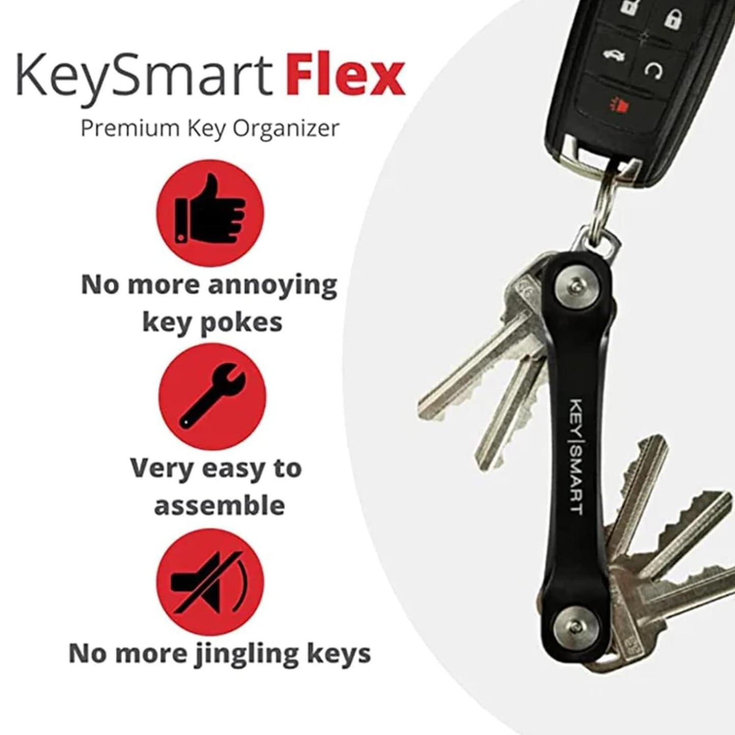 KeySmart Flex Compact Keyring Key Holder Black