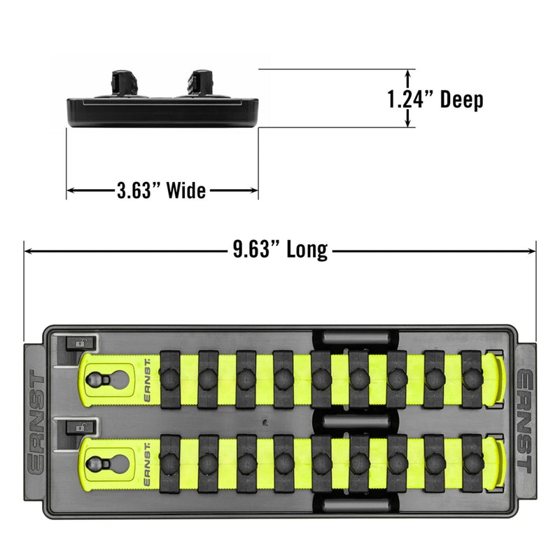 Ernst 8562HV 3/8" Socket Boss Storage Organiser 2-Rail Twist Lock 8" Hi-Viz