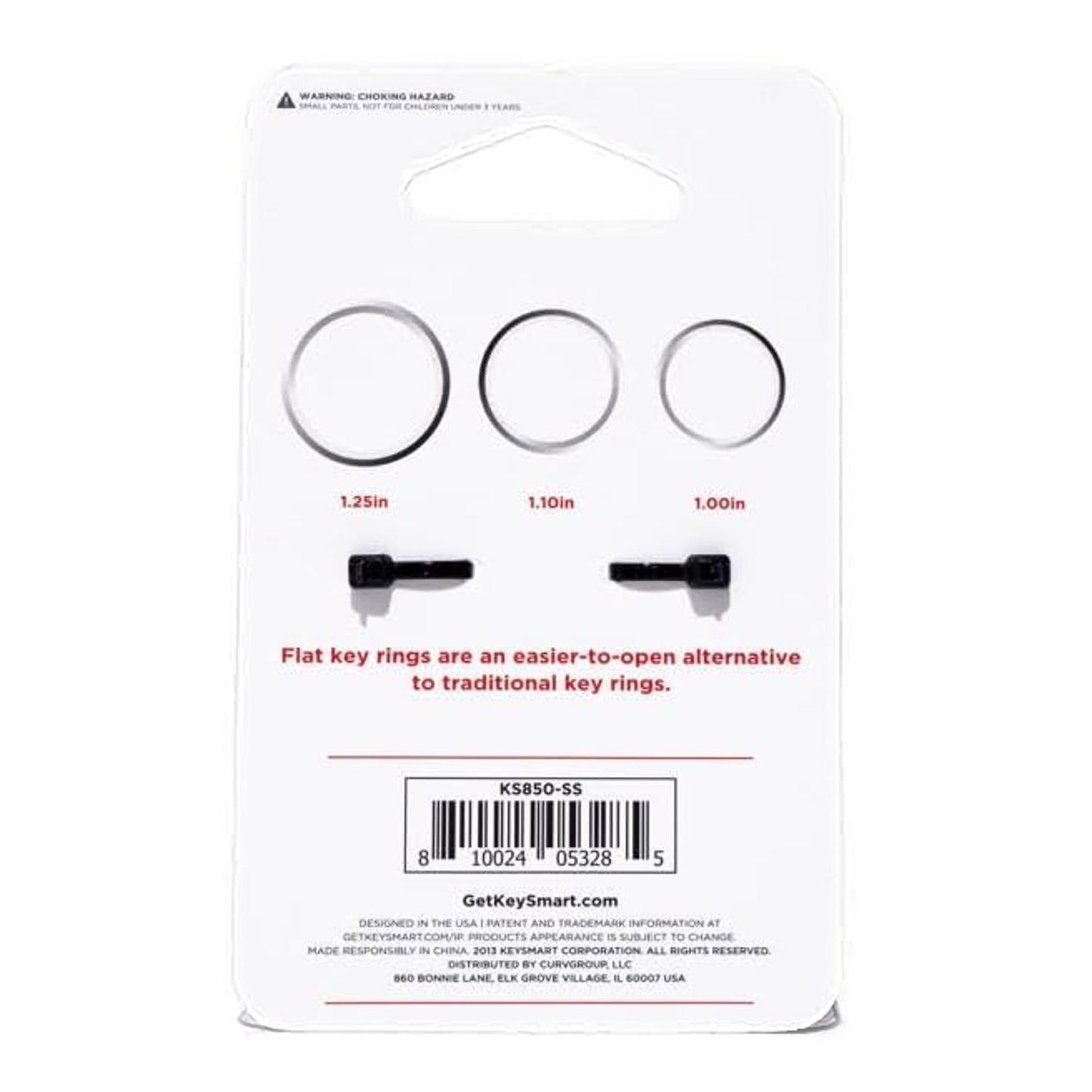 KeySmart Flat Polished Key Rings (3 Pack) Assorted Sizes