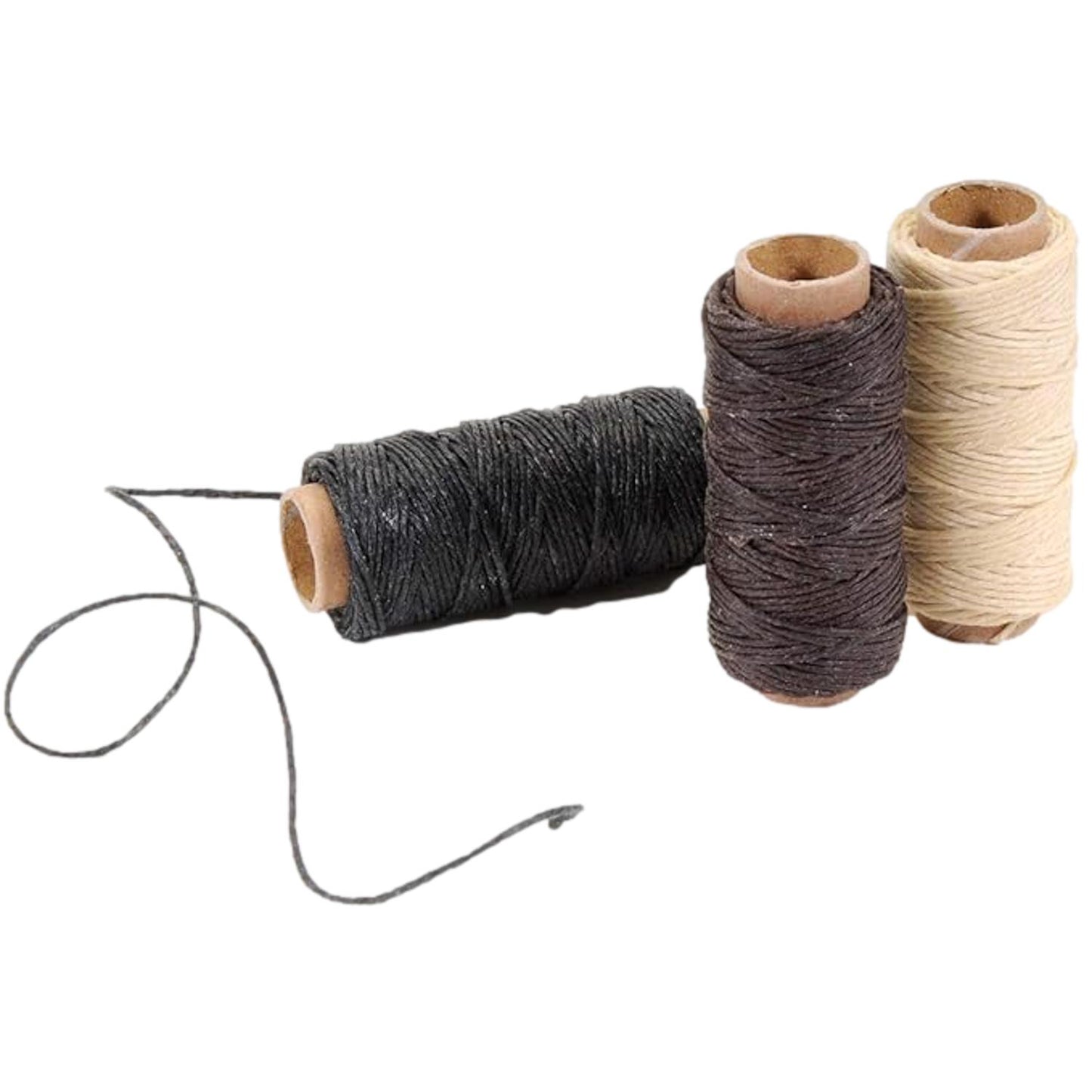 Books By Hand Natural Waxed Linen Thread 18m Natural Black & Brown for Sewing Bookbinding (3 Pack)