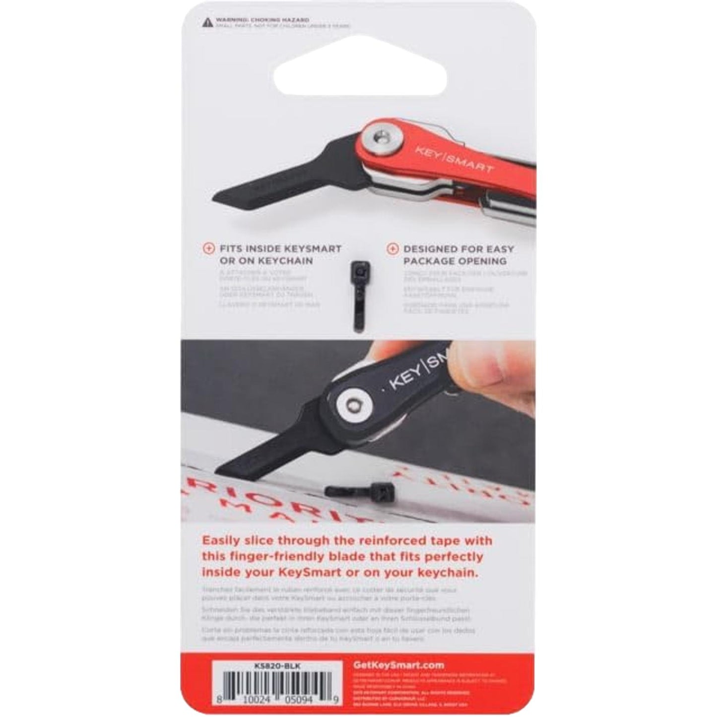KeySmart Box Cutter Finger-Friendly Keyring Black