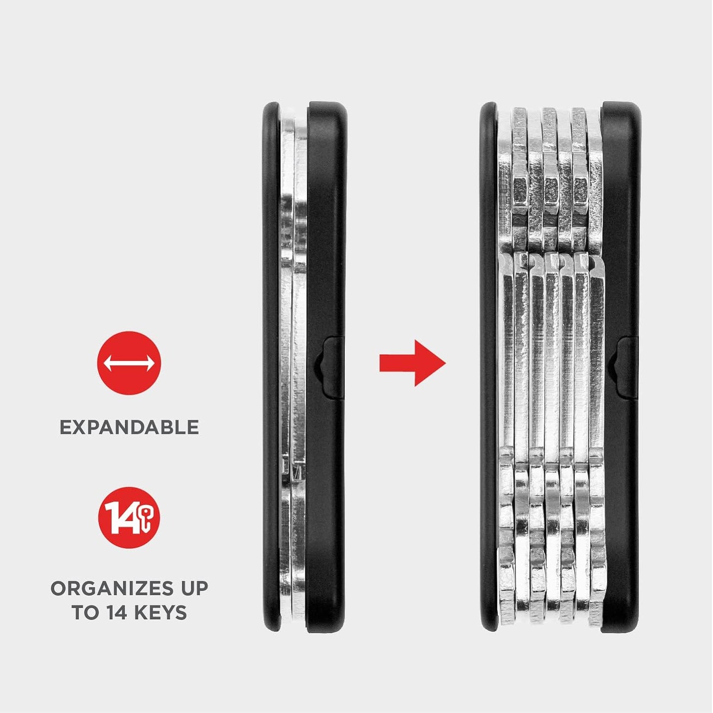 KeySmart iPro Keyring Tracker & Key Holder Organiser Multitool Black