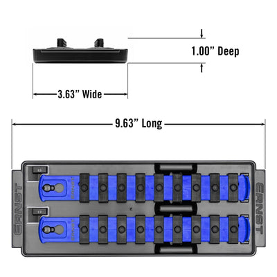 Ernst 8555 1/4" Socket Boss Storage Organiser 2-Rail Twist Lock 8" Blue