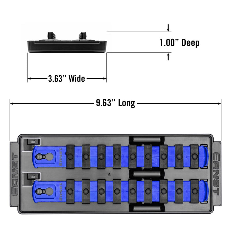 Ernst 8555 1/4" Socket Boss Storage Organiser 2-Rail Twist Lock 8" Blue