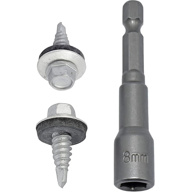 Corrugated Timber Tek  Roofing Screws Self-Drilling 6.3mm (14g) x 22mm + 8mm Hex Key (100 Pack)
