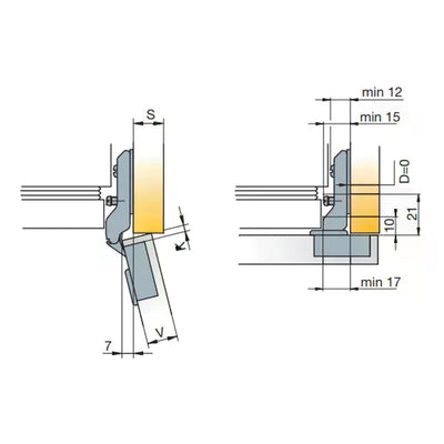 Titus B-type Refrigerator Cabinet Hinge 48/6 248-0R09-050-00