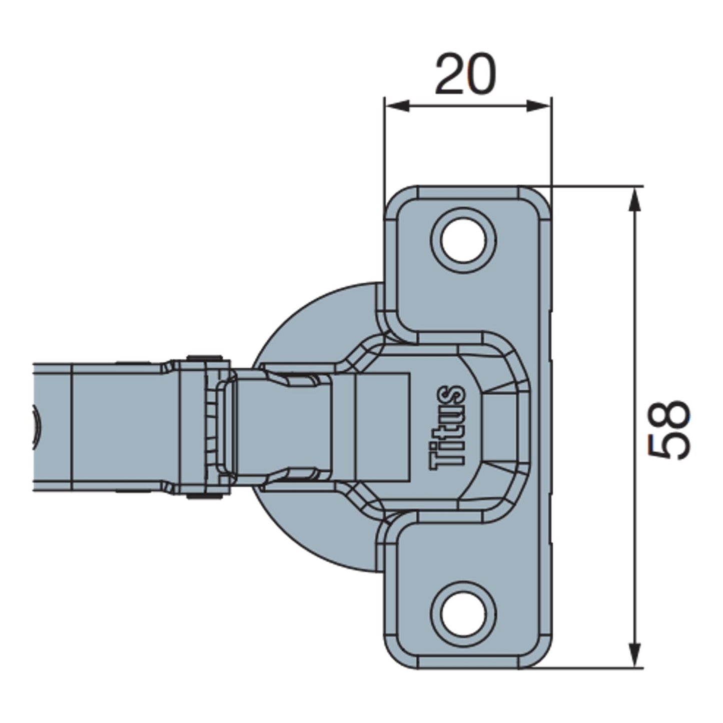 Titus B-Type Sprung Refrigerator Hinge 110° Cabinet Hinge (2 Pack)