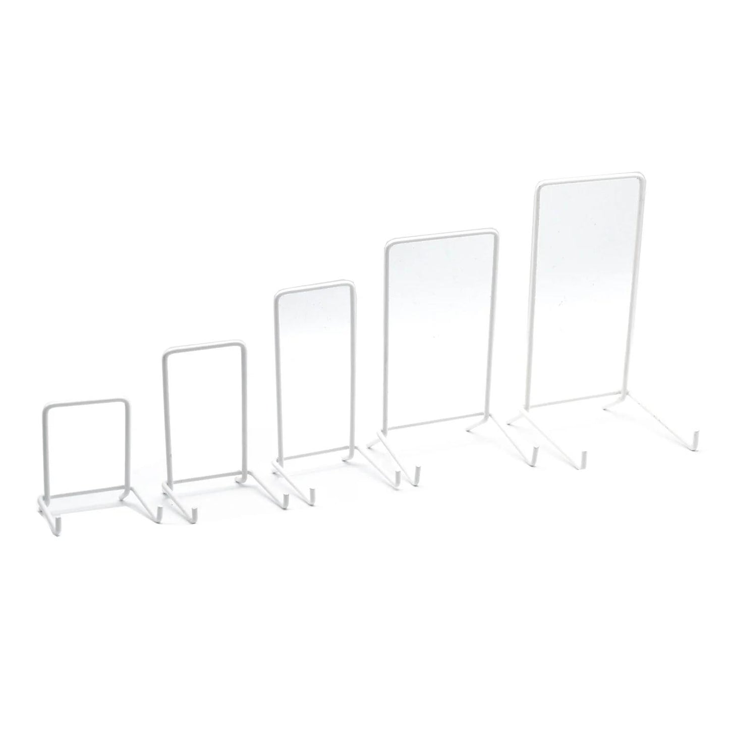 JES Very Small 65mm Wire Strut Plate Display Stand White (Size 2, 10 Pack)