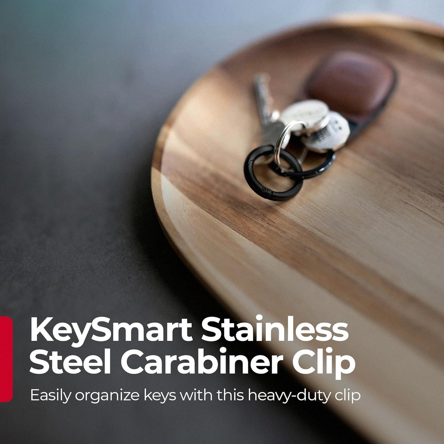 KeySmart Modern Carabiner Clip Hook Black (4 pack) 