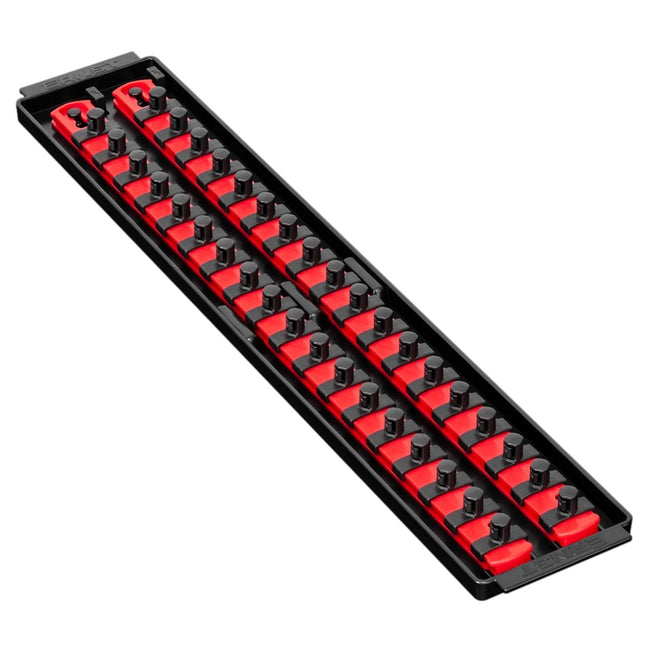 Ernst 2 Rail Twist Lock 3/8" Socket Boss® Storage Organiser Rail 18” Red