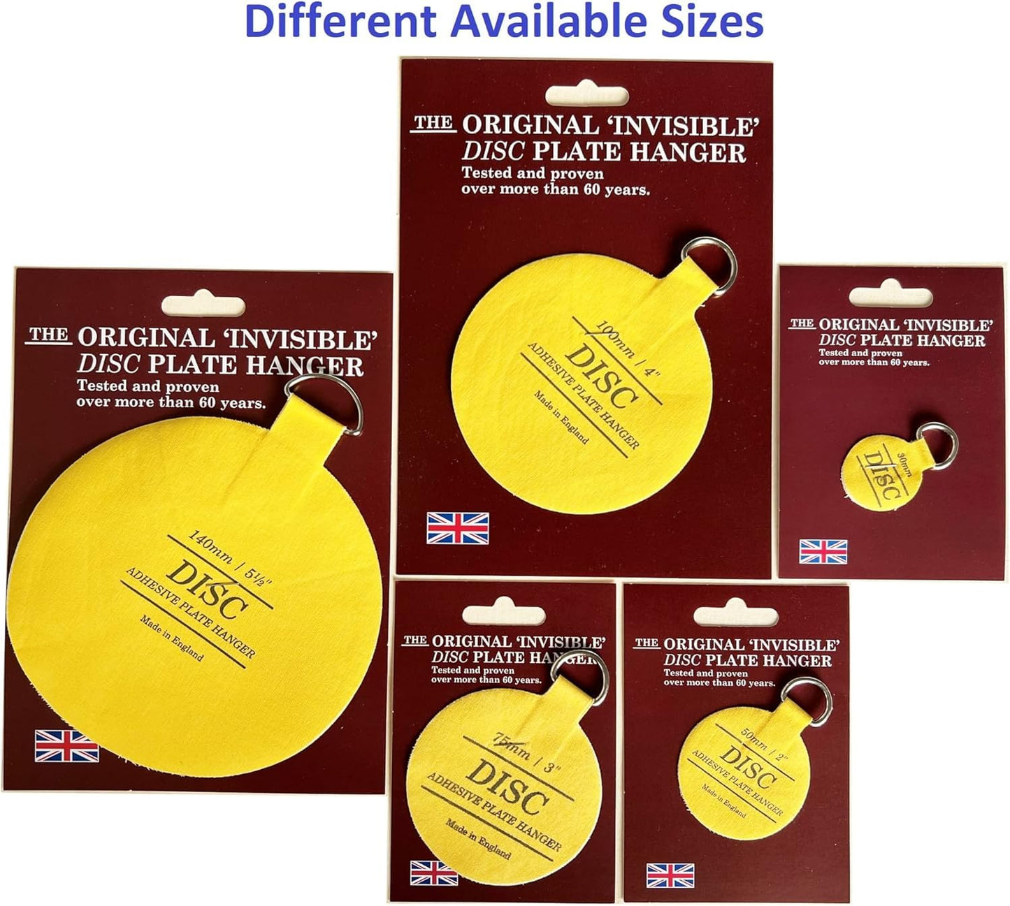 Disc Plate Hangar for Walls - Invisible Self Adhesive Plate Holder 5 Pack (All Sizes)