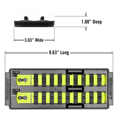 Ernst 8561HV 1/4" Socket Boss Storage Organiser 2-Rail Twist Lock 8" Hi-Viz