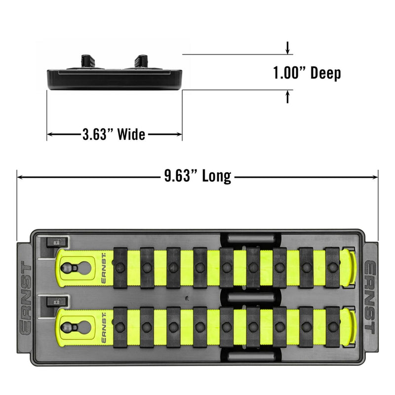 Ernst 8561HV 1/4" Socket Boss Storage Organiser 2-Rail Twist Lock 8" Hi-Viz
