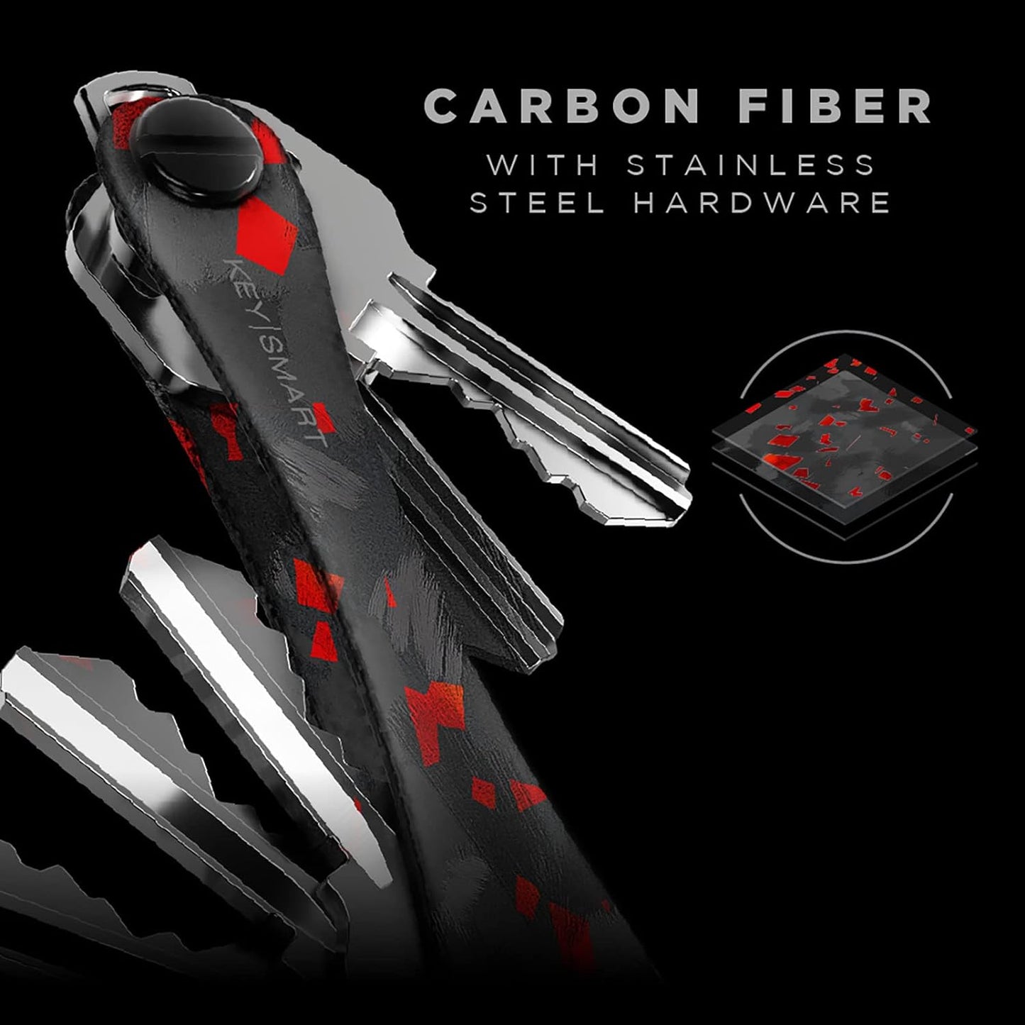KeySmart Original Compact Key Holder Forged Fibre Carbon Red 