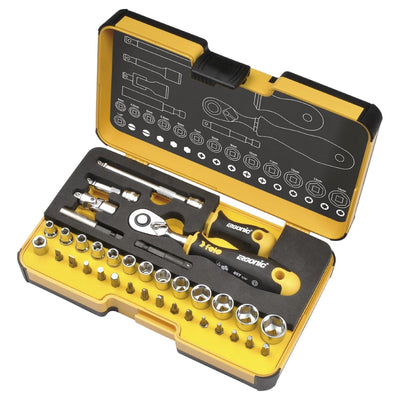 Felo Ratchet Socket Set XL-Strongbox R-GO XL 1/4 36 Piece 