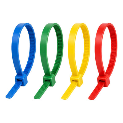 Cable Ties Multi Colour 200mm x 4.8 Strong Zip Ties (200 Pack)