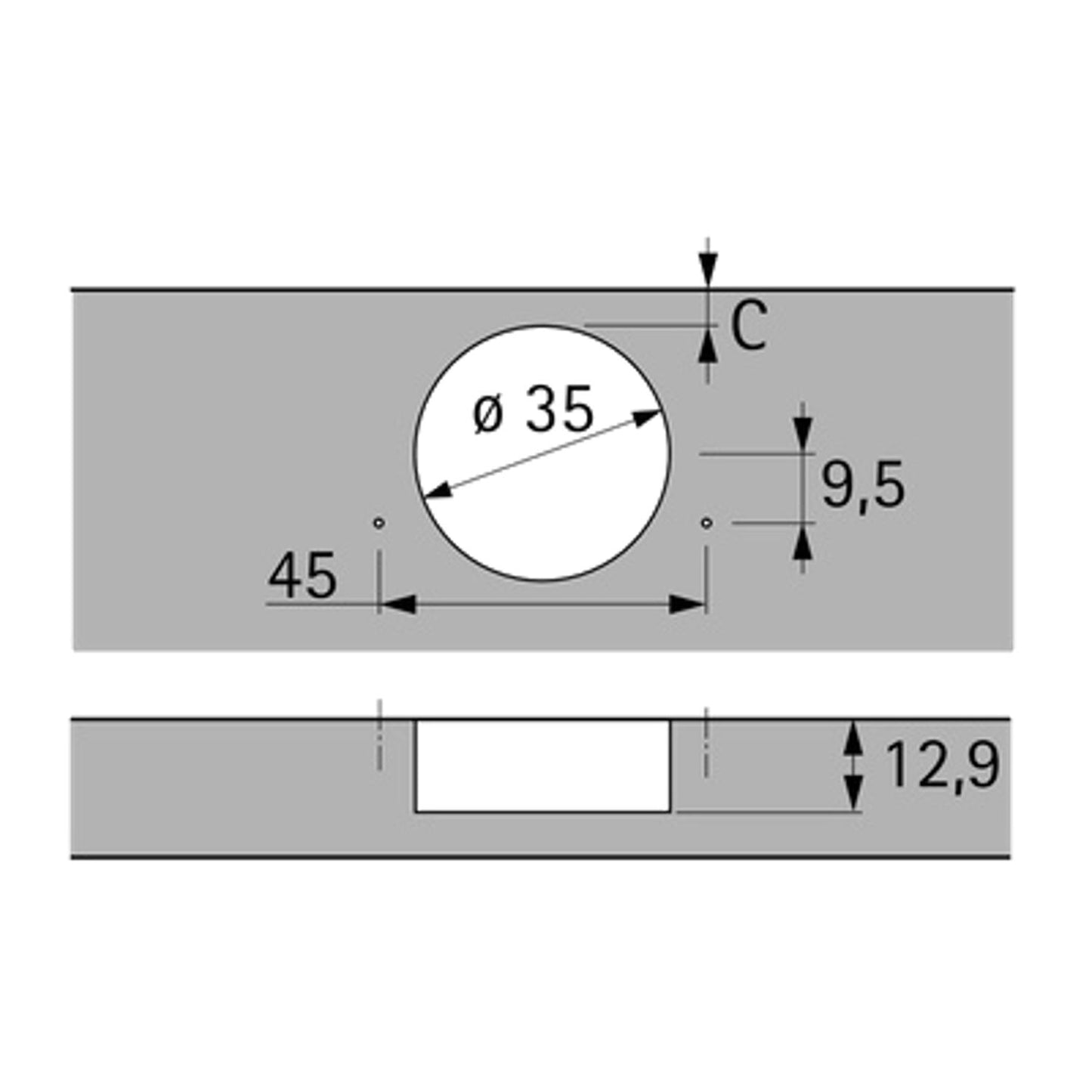 Hettich Intermat 9930 Corner Cabinet Hinges and Mounts 50-65 Degree TB45