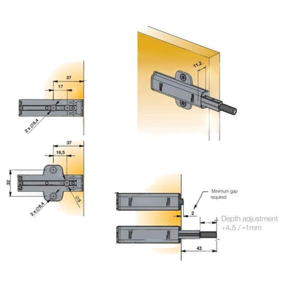 Titus Push to Open Catch & Linear Mounting Plate
