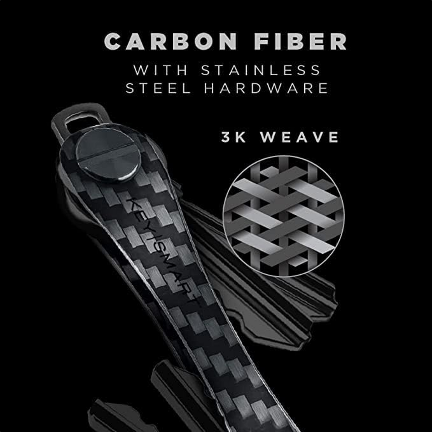 KeySmart Original Compact Key Holder Carbon Fiber 3K Weave 