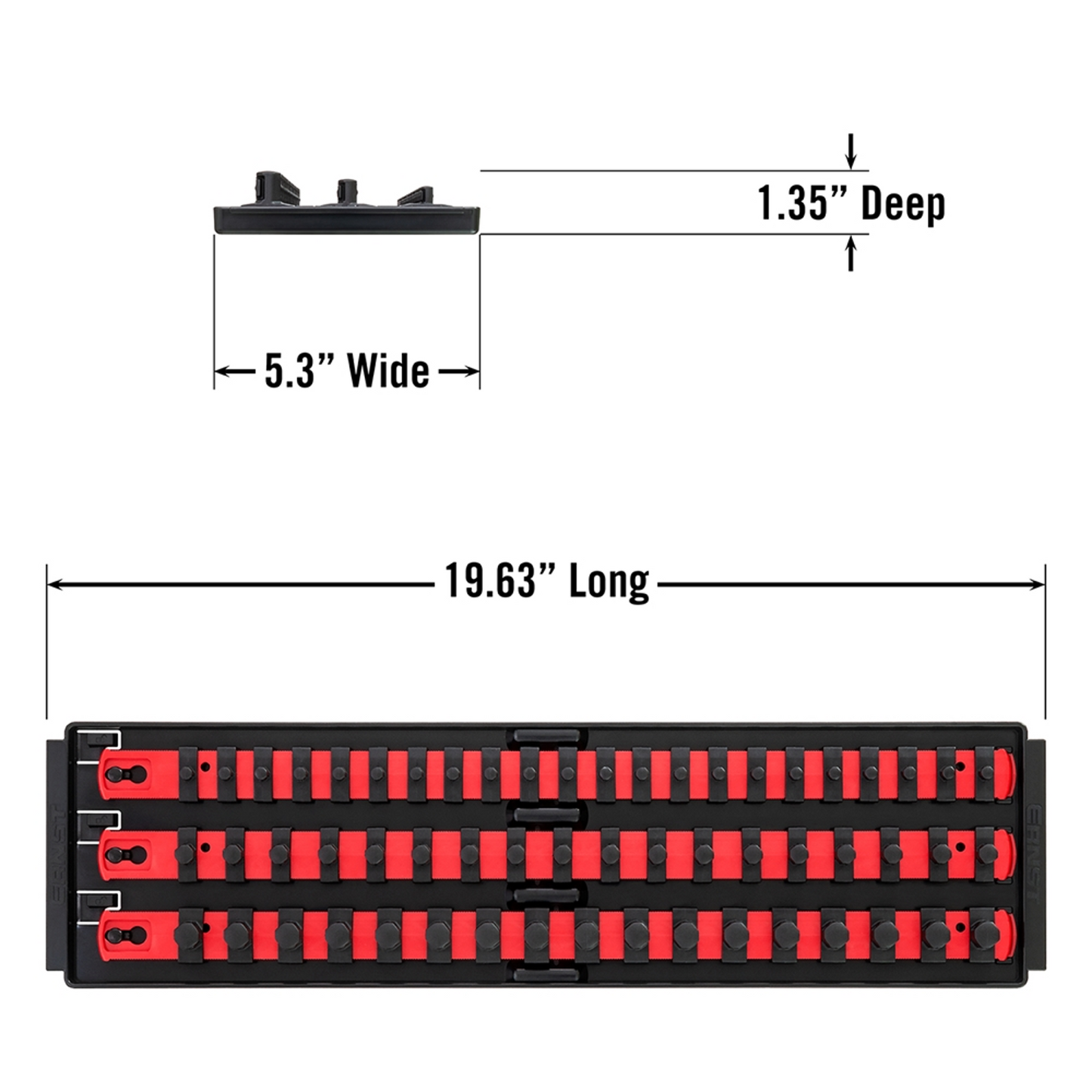 Ernst 8450 3-Rail Socket Boss Storage Organiser Rail® 18" Red