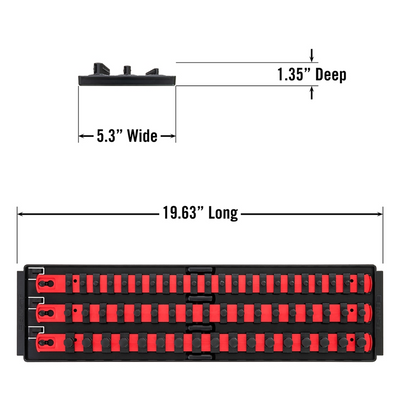 Ernst 8450 3-Rail Socket Boss Storage Organiser Rail® 18" Red