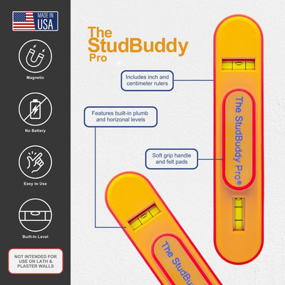 The StudBuddy Pro Magnetic Stud Finder & Spirit Level