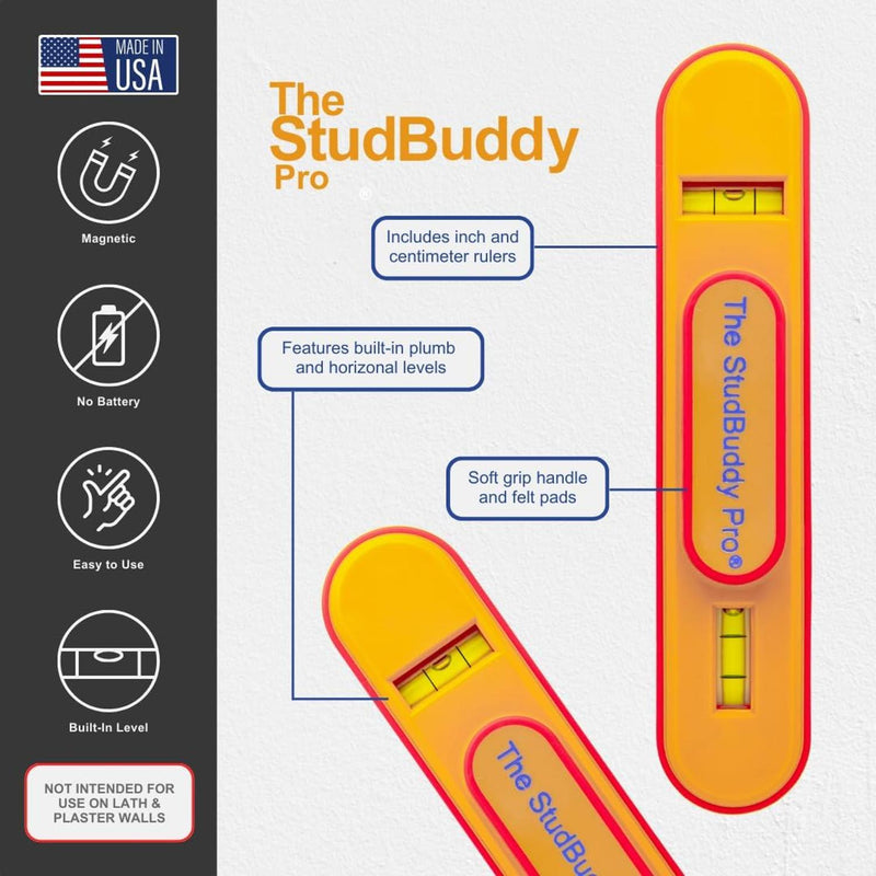 The StudBuddy Pro Magnetic Stud Finder & Spirit Level