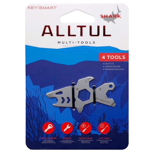 KeySmart Alltul Multi-tool Shark for Keyring & Wallet Stainless Steel