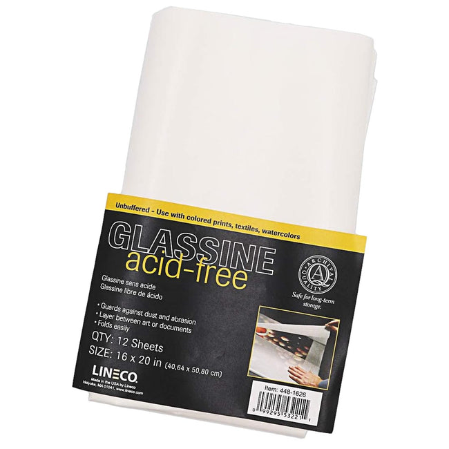 Lineco Glassine Paper Sheets Unbuffered Interleaving Tissue White (12 Pack)