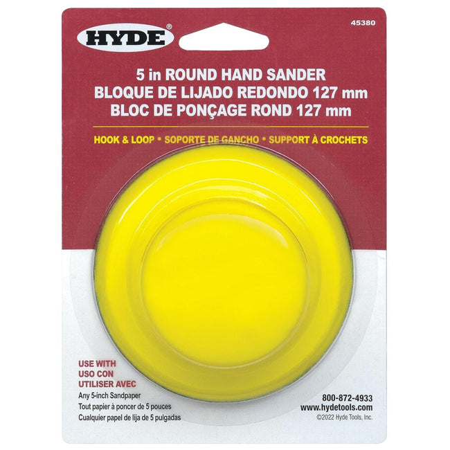 Hyde 45380 5" 125mm Round Hand Sander Hook & Loop 