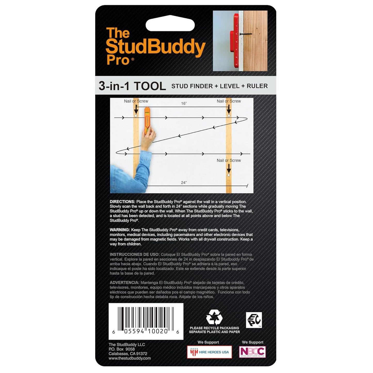 The StudBuddy Pro Magnetic Stud Finder & Spirit Level