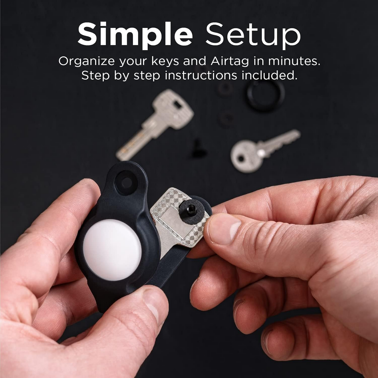KeySmart Air Flex Keyring Key Holder Organiser Silicone Black For Apple Airtag