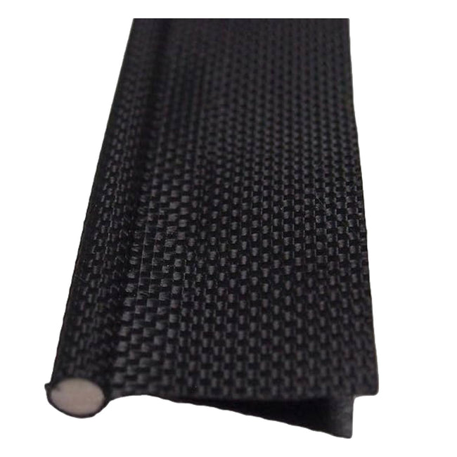 Camping/Awning Rail Piping/Keder 6mm Double Flap Black + Solid PVC Core