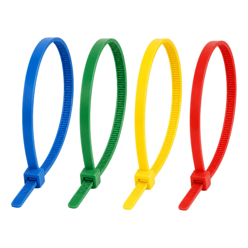 Cable Ties Multi Colour 300mm x 4.8 Strong Zip Ties (200 Pack)