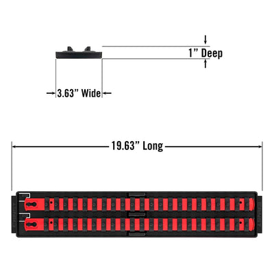 Ernst 2 Rail Twist Lock 1/4" Socket Boss® Storage Organiser Rail 18” Red